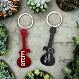 Guitar-Shaped Metal Keyring and Bottle Opener - Customize with Your Name