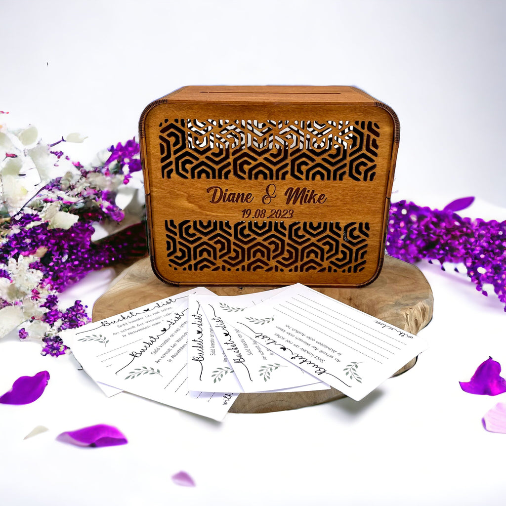 Handgefertigte Glückwunschkartenbox aus Holz – anpassbar und zerlegbar