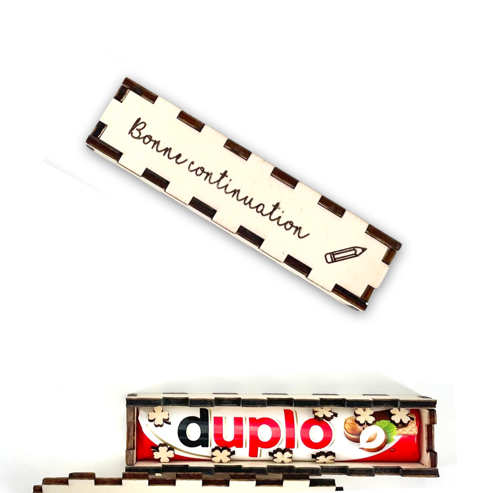 Personalized Wooden Box Gift Set: Duplo Chocolate with Custom Engraving - A Heartfelt Surprise