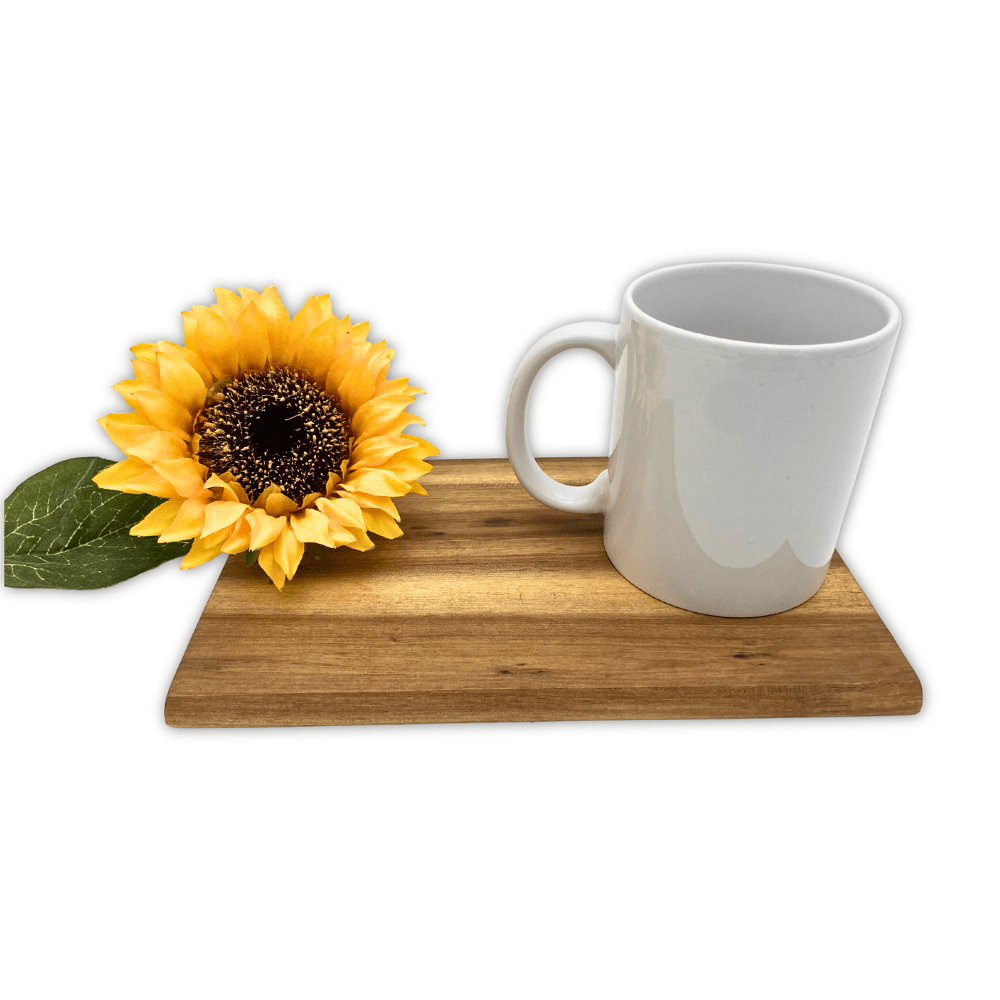 Personalized Ceramic Mug and Acacia Wood Plate Breakfast Set - GiftShop.lu