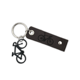 Handmade Leather Keyring with Unique Bicycle Engraving and Silver Finish - GiftShop.lu